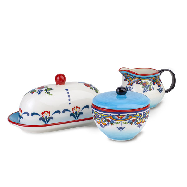 Euro Ceramica Zanzibar Tableware 3Piece Accessory Set Butter Dish